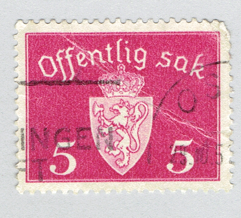 Buy Norway Coat of arms Violet 5 Used (BP92505)