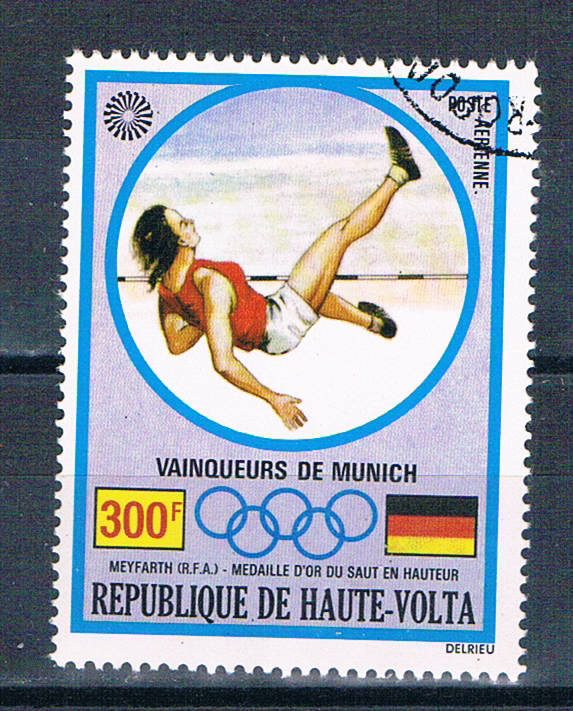 Buy Burkina Faso C128 Used Olympic High Jump 1972 CV 2.00 (MV0379)+