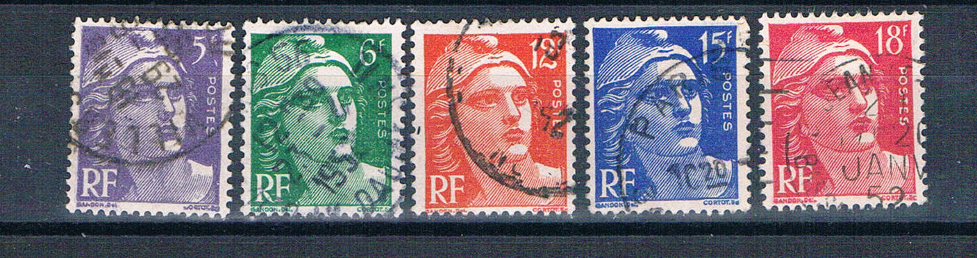 Buy France 650-54 Used set Marianne 1 1951 CV 2.75 (F0160)