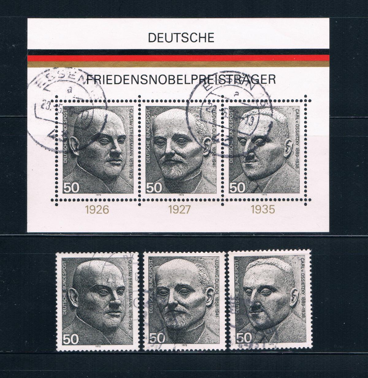 Buy Germany 1203-1203a-c Used set and SS Nobel peace prize winners CV 3.30 (G0160)