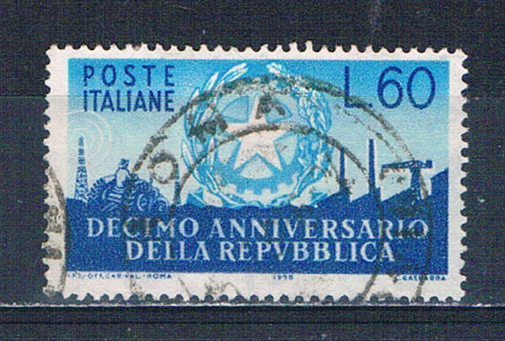Buy Italy 712 Used Aniversary of Republic 1956 CV 5.50 (MV0268)