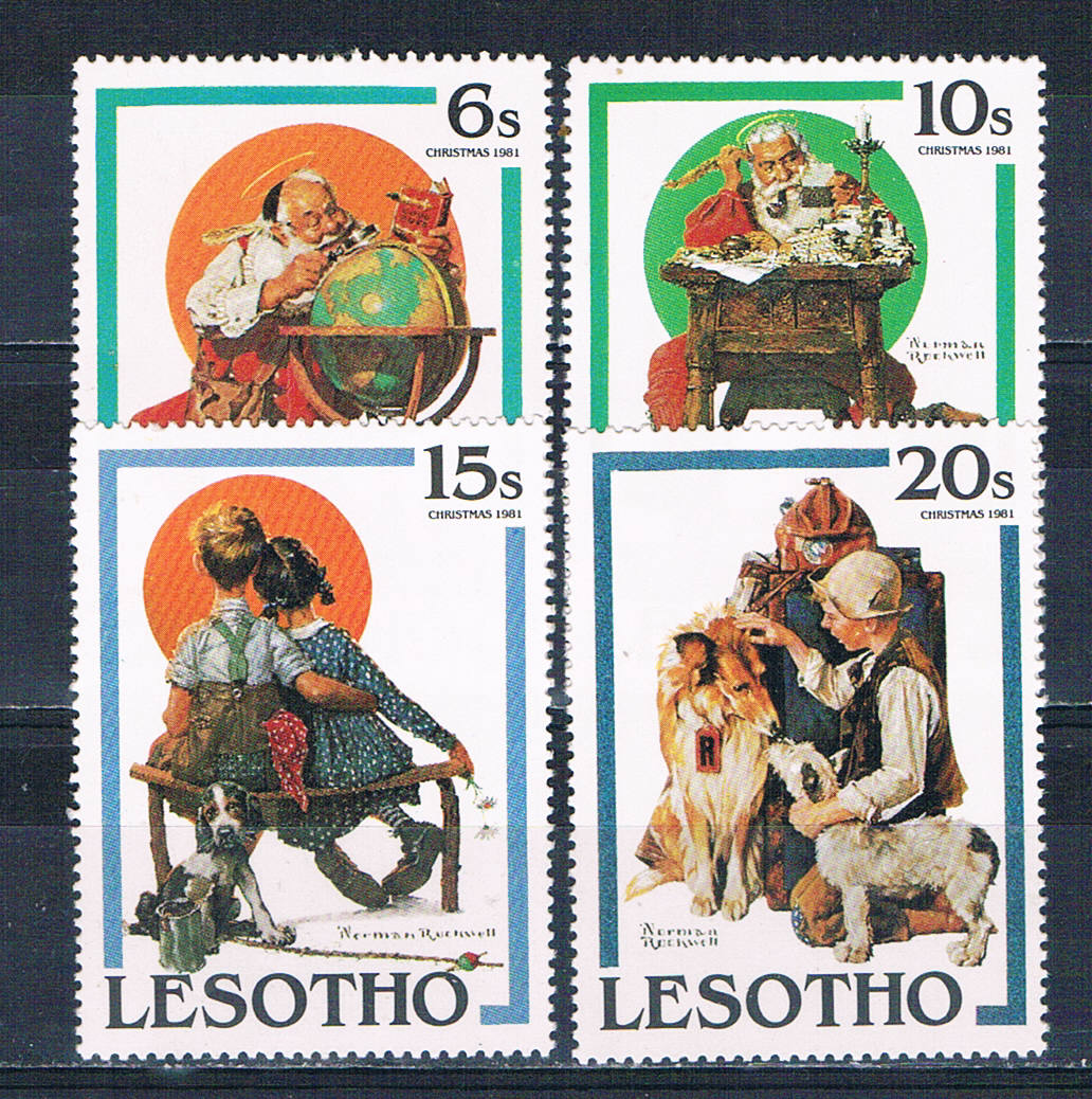 Buy Lesotho 344-47 Unused Norman Rockwell Christmas 1981 CV 1.10 (L0704)