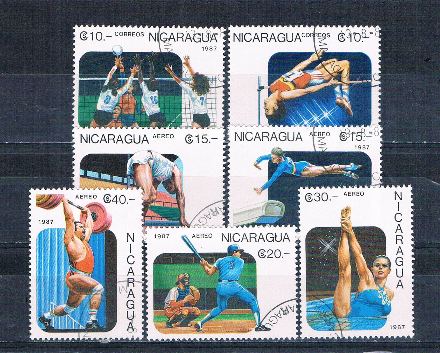 Buy Nicaragua 1646-52 Used set 10th Pan American Games 1987 CV 2.35 (N0706)