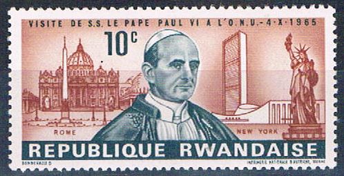 Buy Rwanda 147 MLH Pope Paul VI 1966 (R0414)+