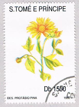 Buy Saint Thomas and Prince Is 1054J Used Yellow Flower CV 8.75 (BP20410)