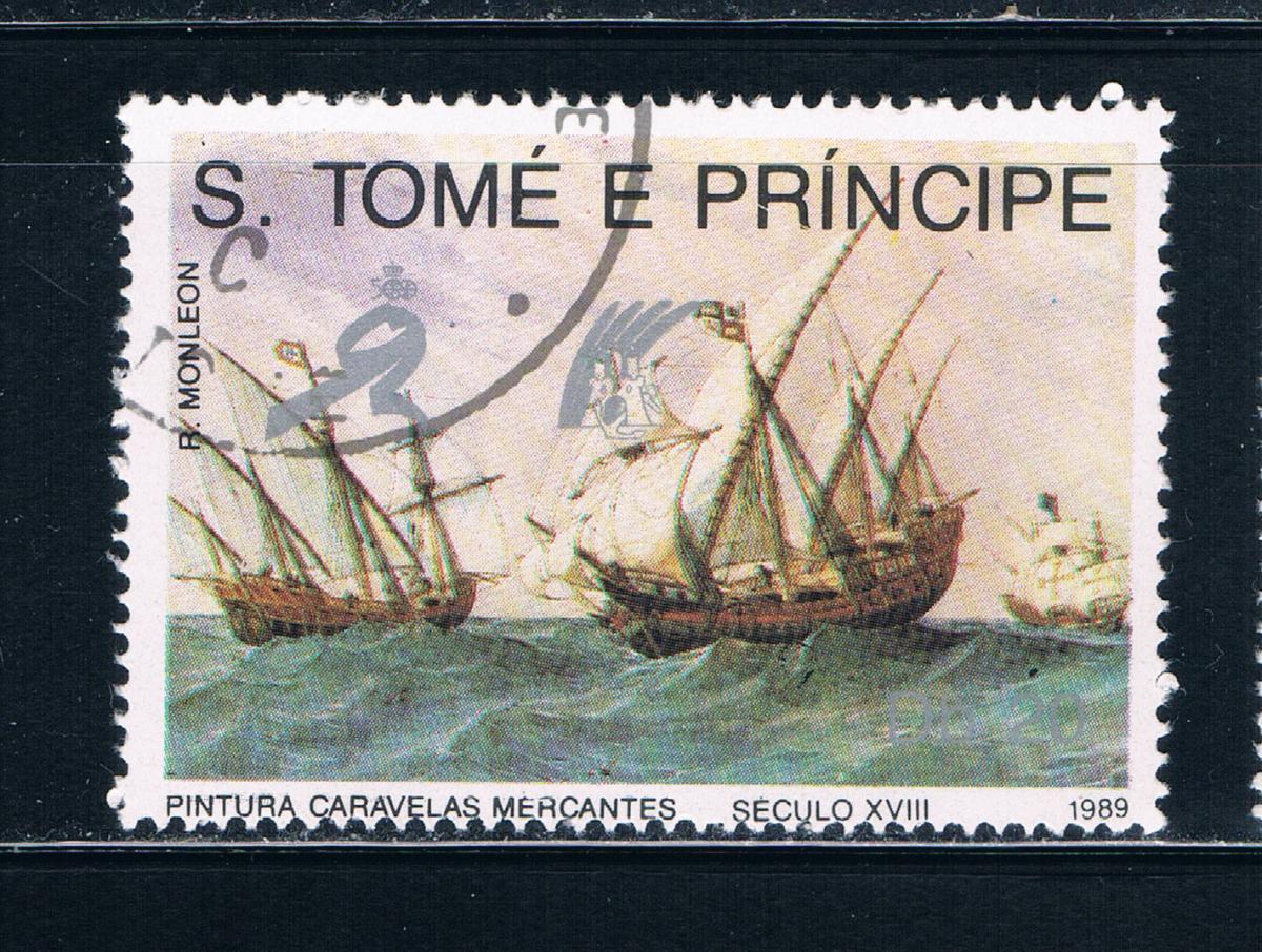 Buy Saint Thomas and Prince Is 893 Used 3 Merchant Ships at sea ul (GI0344)+