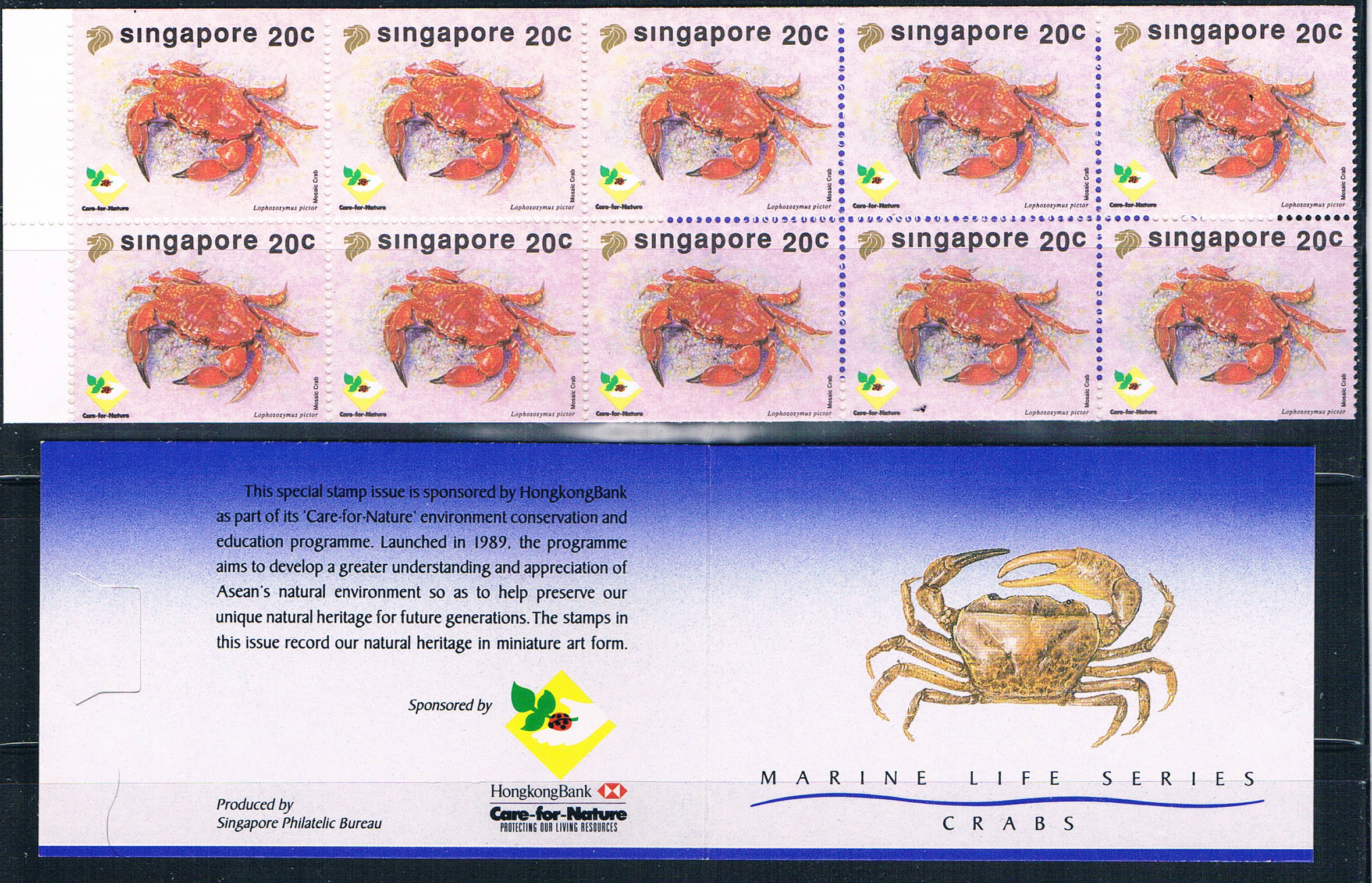 Buy Singapore 637a Unused Booklet Mosaic crab 1992 CV 13.00 (S1146)+