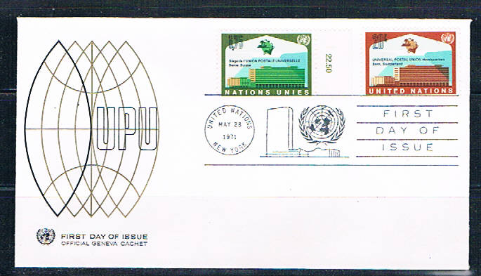 Buy UN 18;219 FDC pair Geneva and NY Joint Issue 1971 (UNCV0352)+