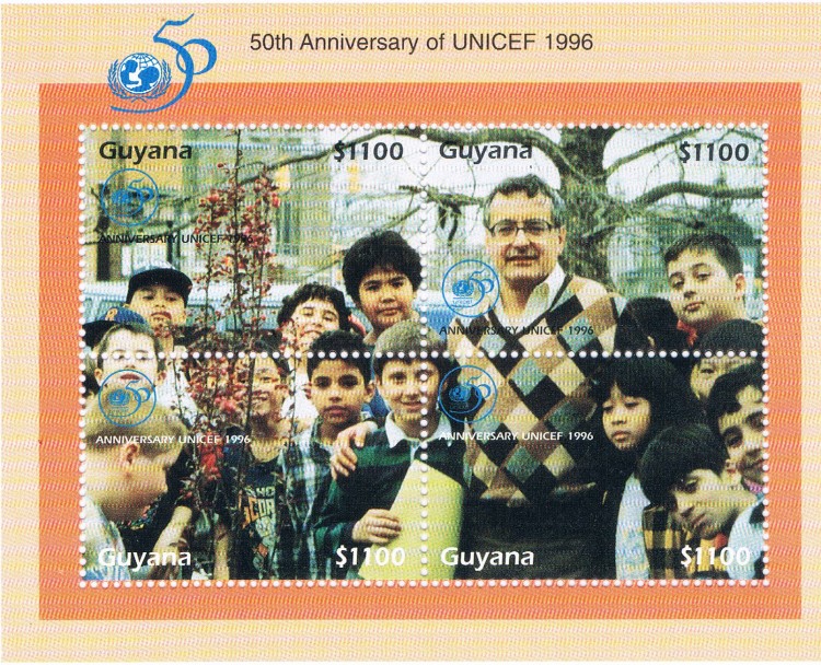Buy Guyana 3027 Sheet of 4 UNICEF Unused Cat Val $70.00 (ML0269)+