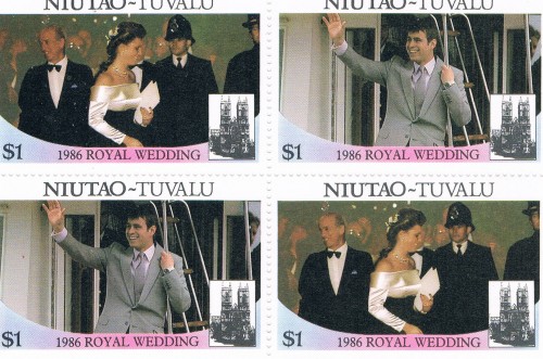 Buy Tuvalu Niutao 52a-b Pair Unused Blk 4 Royal Wedding 1986 Cat Val 4.00 (T0018)