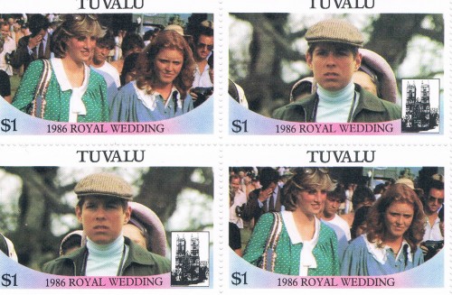 Buy Tuvalu 382a-b Pair Unused Blk 4 Royal Wedding 1986 Cat Val 5.00 (T0024)