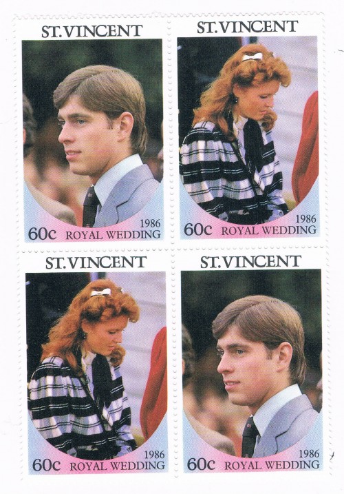 Buy St Vincent 958a-b Pair Unused Blk 4 Royal Wedding 1986 Cat Val 1.40 (S0145)