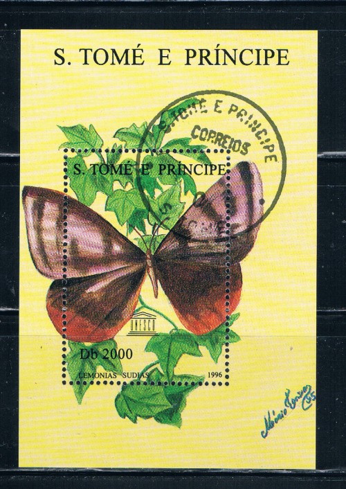 Buy St Thomas and Prince Islands 1279 Souvenir Sheet Used Butterflies Cat Val 10.00