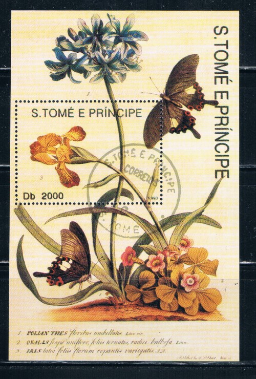Buy St Thomas and Prince Islands 1104 Souvenir Sheet Used Butterflies Cat Val 18.00